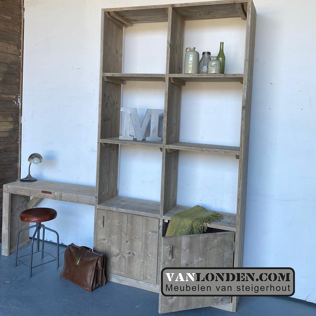 Steigerhouten kast met bureau Marion