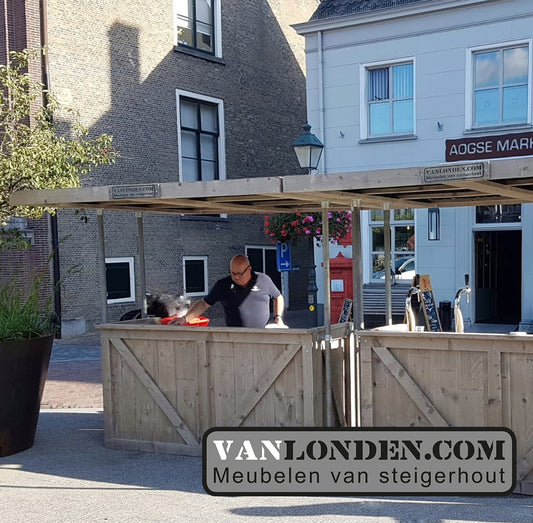 Steigerhouten ombouw flexibele bar met dak (optie)