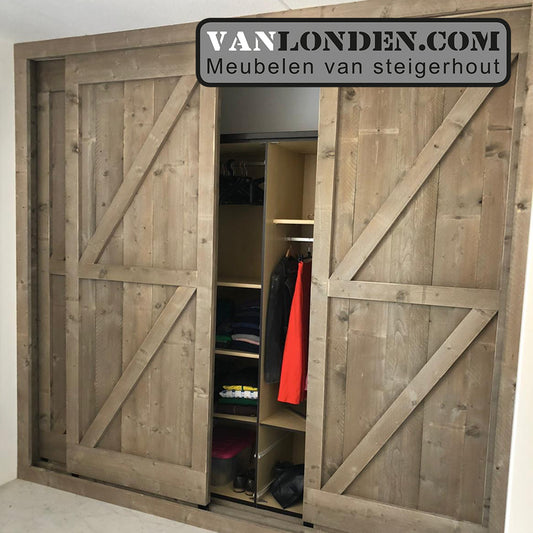 Steigerhouten schuifdeuren kamerbreed