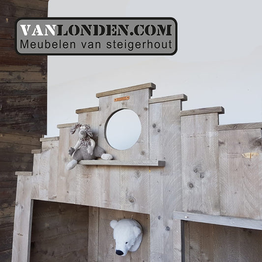 Steigerhouten trapgevel bed Pam