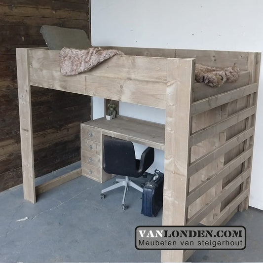 Steigerhouten tweepersoons hoogslaper Andrea