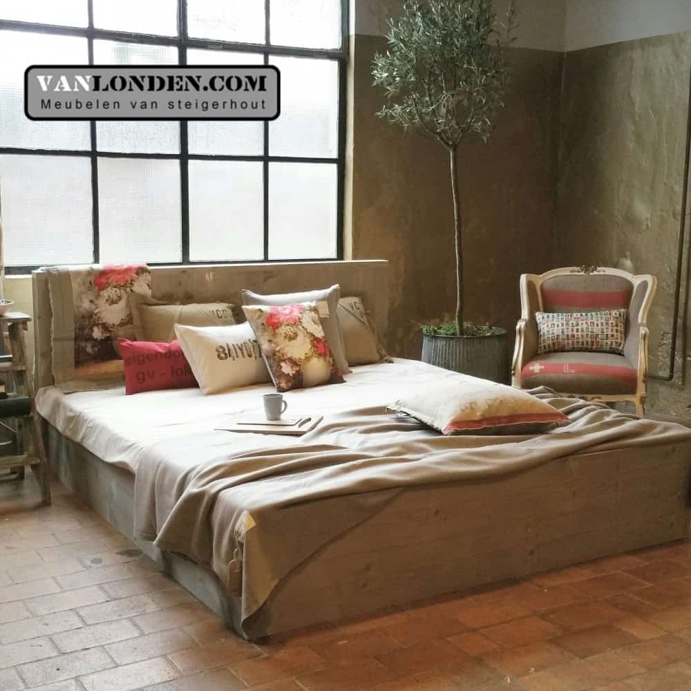 Steigerhouten tweepersoonsbed Joshua