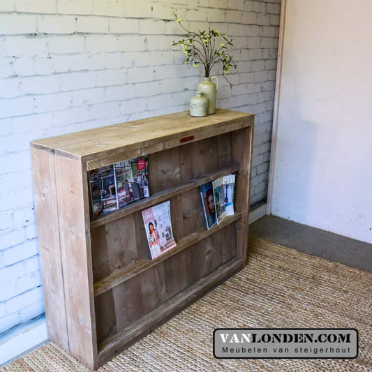 Steigerhouten tijdschriftenkast/ roomdivider Jerome