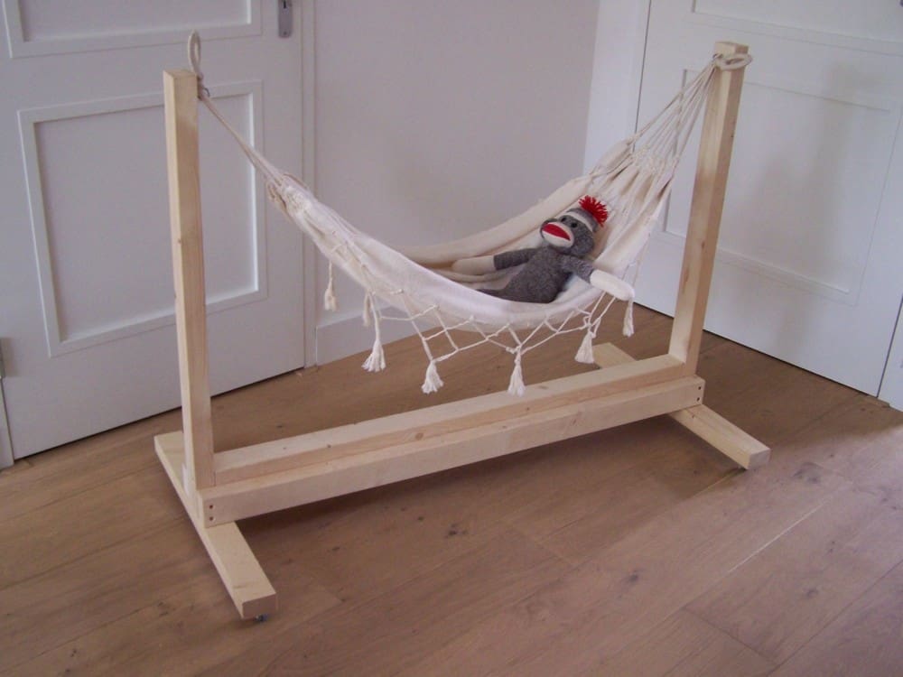 Steigerhouten Baby hangmat stellage Anna