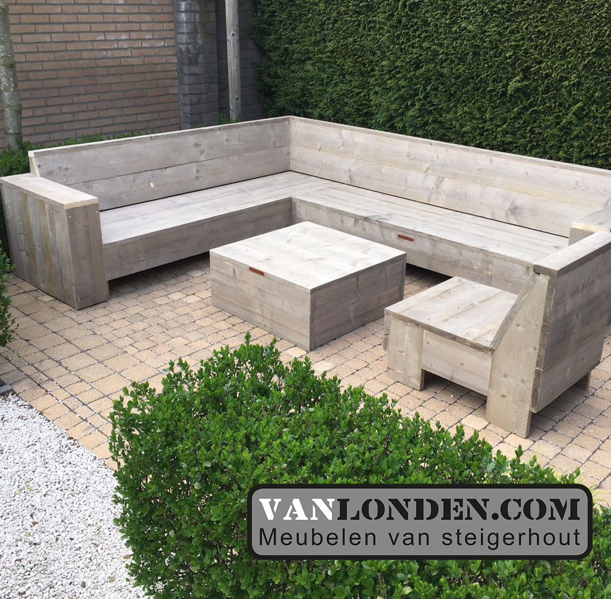 Steigerhouten hoekbank Fedde