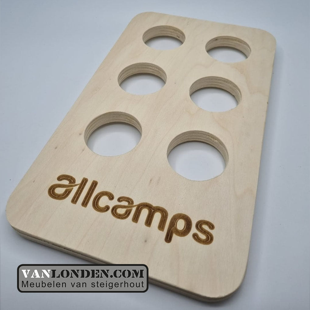 Houten dienblad/tray bekerhouder met eigen logo