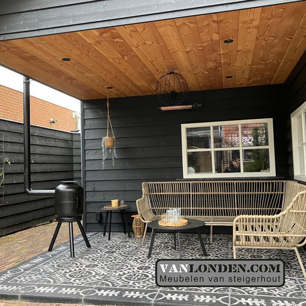 Outdoor houtkachel van dikbuik gasflessen