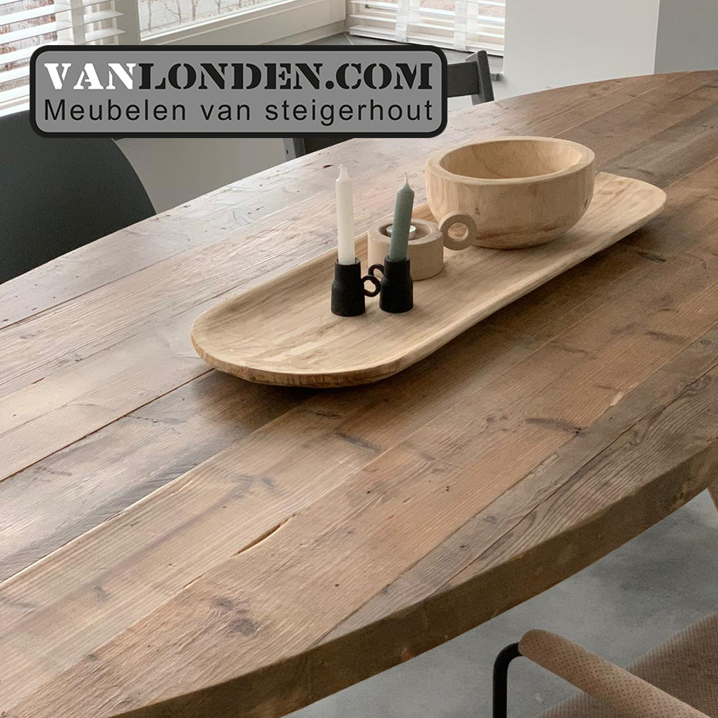 Ovale tafel van balken Pelle