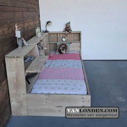 Steigerhouten bed met logeerlade Myriam