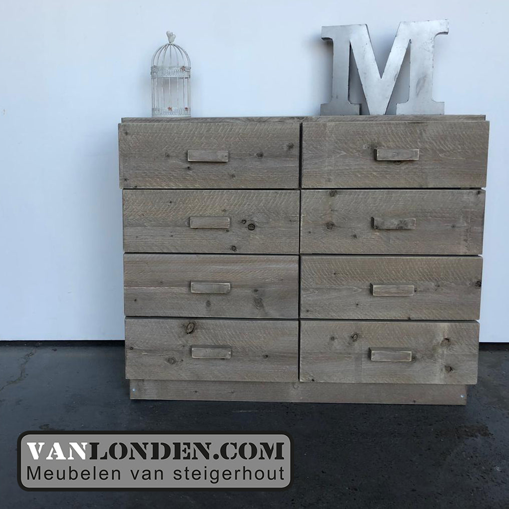 Steigerhouten dressoir met lades Malo