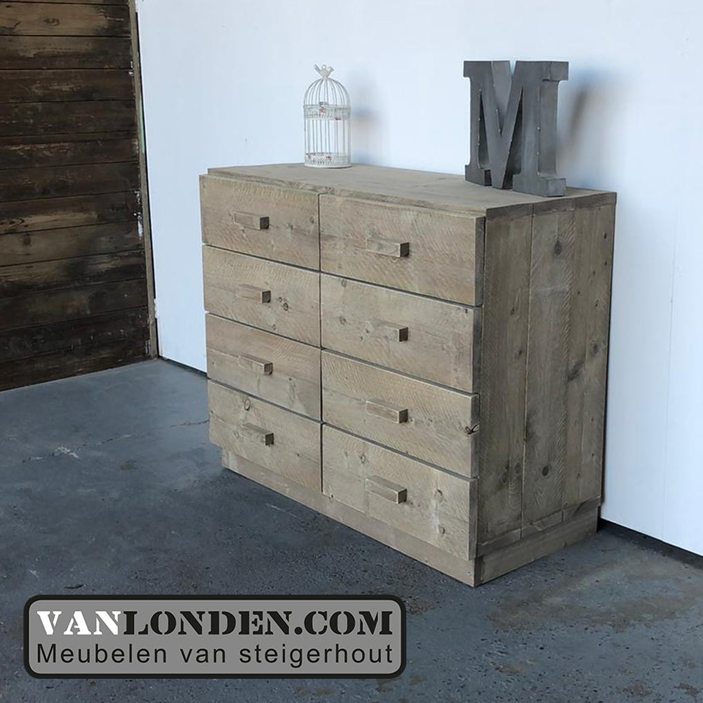 Steigerhouten dressoir met lades Malo