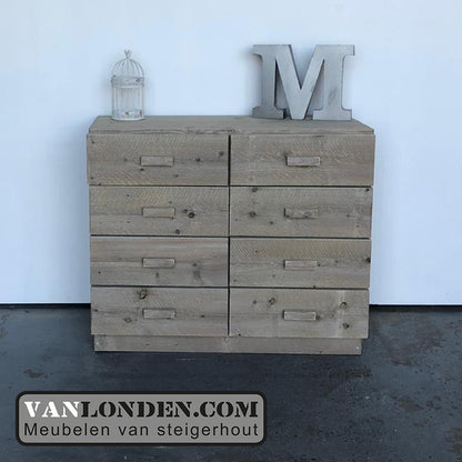 Steigerhouten dressoir met lades Malo
