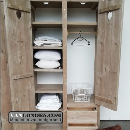 Steigerhouten hang- en legkast Madelon
