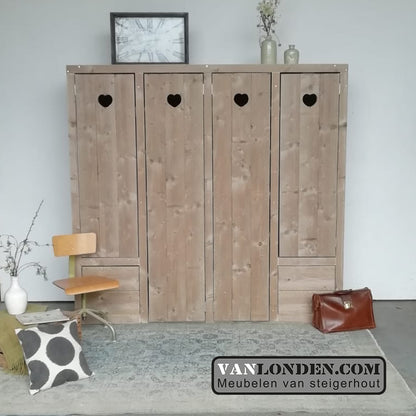 Steigerhouten hang- en legkast Madelon