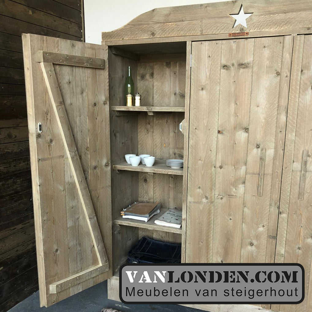 Steigerhouten hang- en legkast Marijke