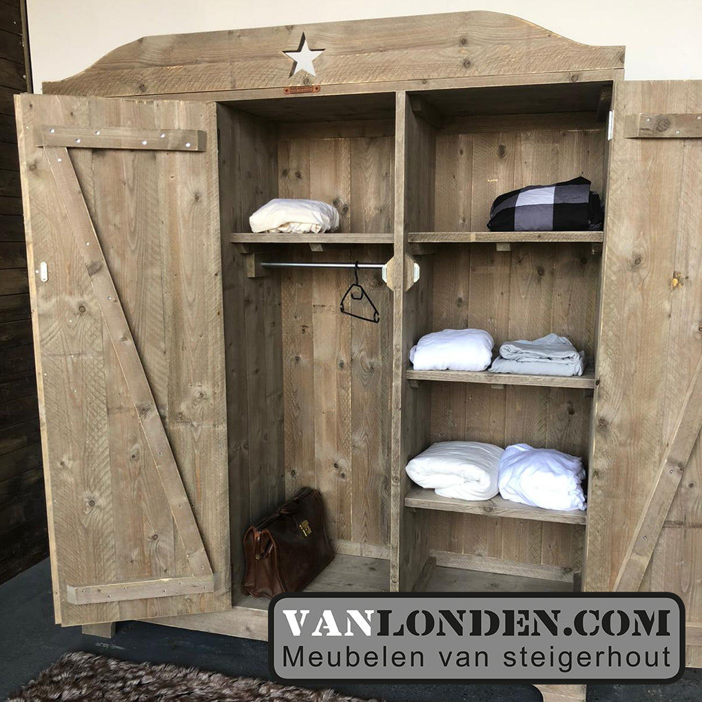 Steigerhouten hang- en legkast Marijke