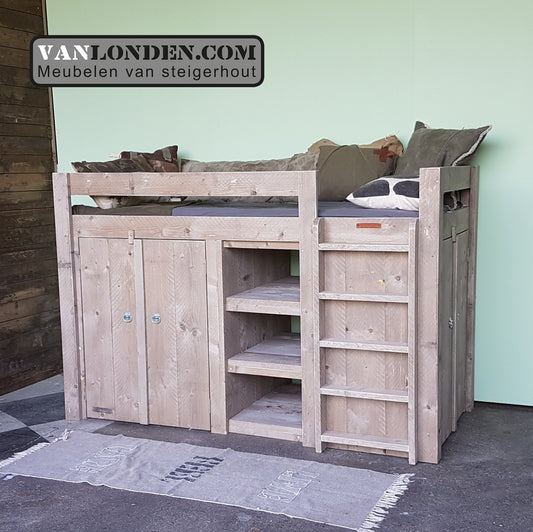 Steigerhouten hoogslaper Bram