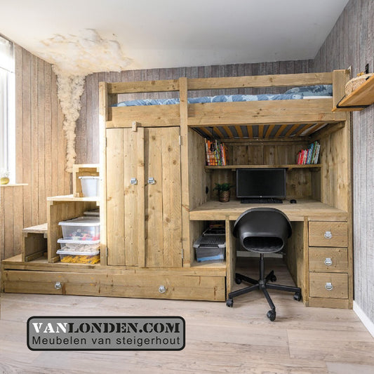 Steigerhouten hoogslaper Gino