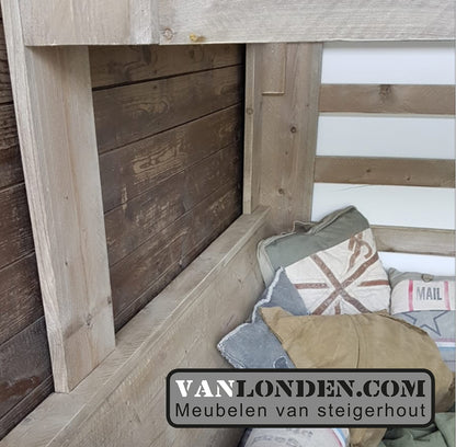 Steigerhouten bed bank combinatie Mikki