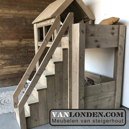 Steigerhouten huisjesbed Danae