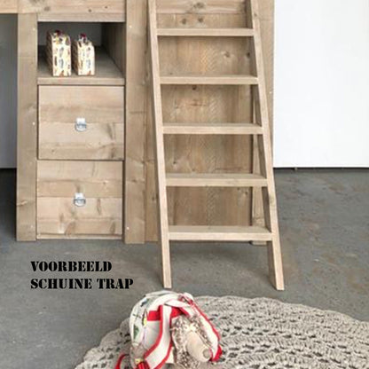 Steigerhouten hoogslaper met hoekbureau Mike