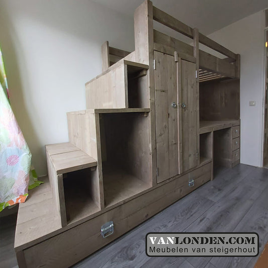 Steigerhouten hoogslaper Gino