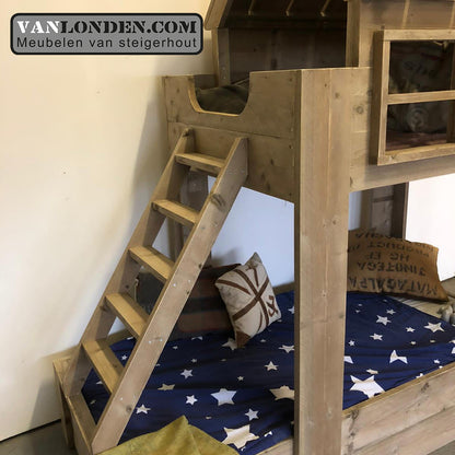 Steigerhouten huisjesbed Babette