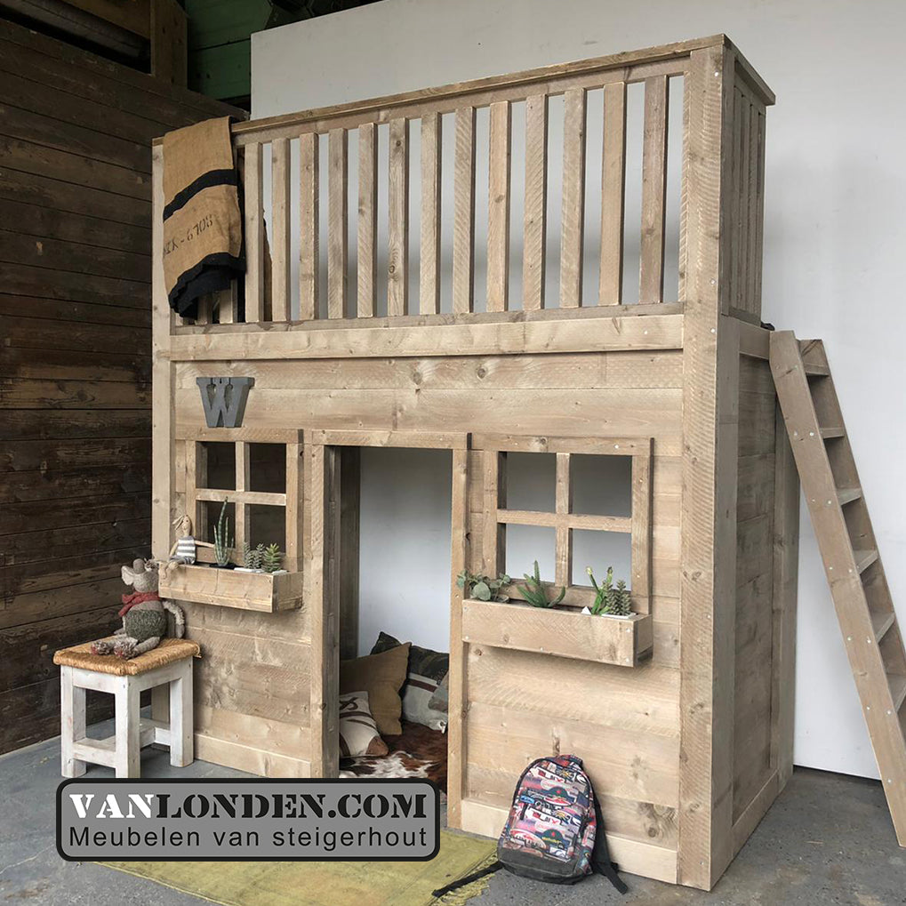 Steigerhouten huisjesbed New Orleans