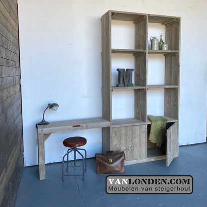 Steigerhouten kast met bureau Marion