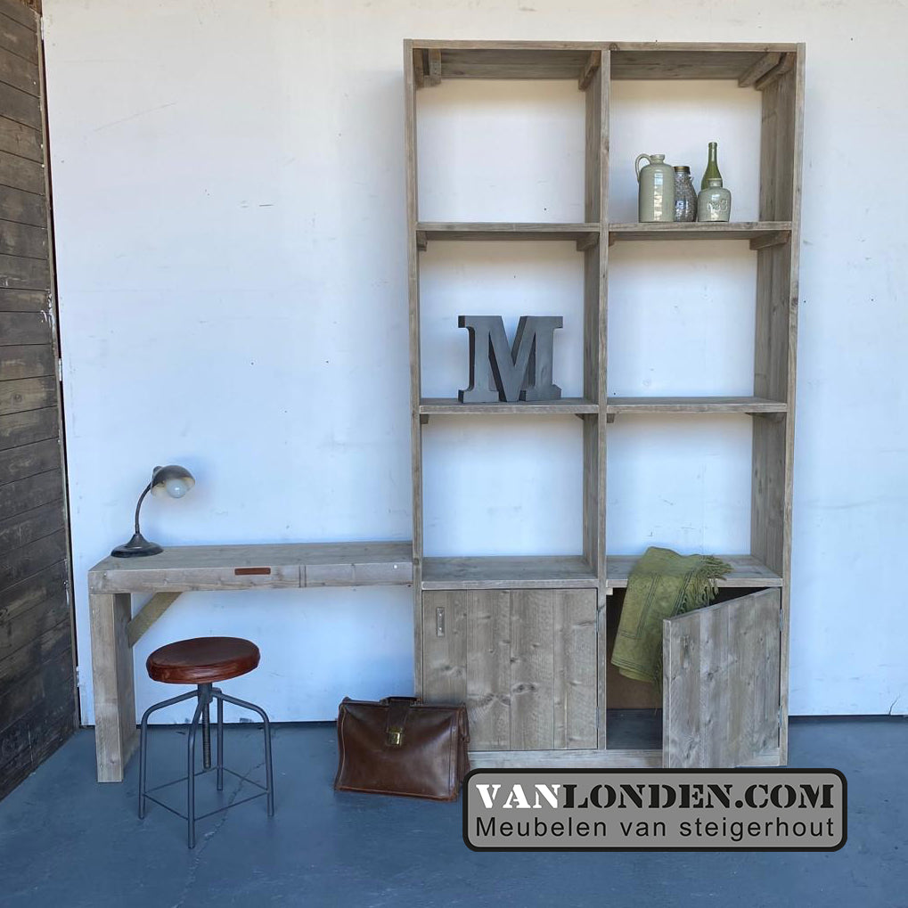 Steigerhouten kast met bureau Marion