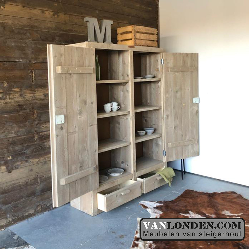 Steigerhouten kast met lades Rick