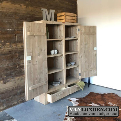 Steigerhouten kast met lades Rick