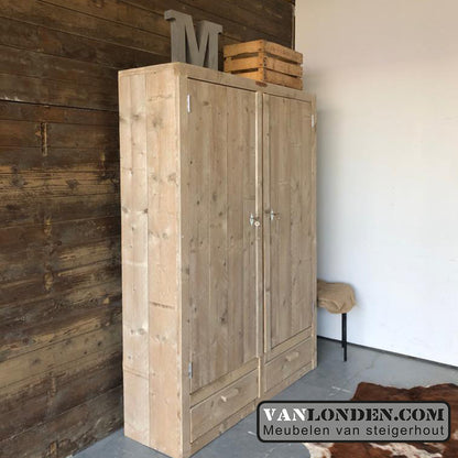 Steigerhouten kast met lades Rick