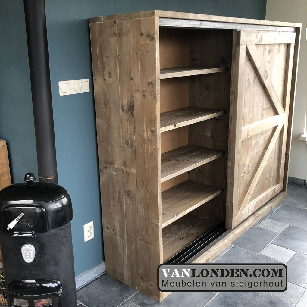 Steigerhouten kast met schuifdeuren Tally
