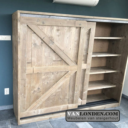 Steigerhouten kast met schuifdeuren Tally
