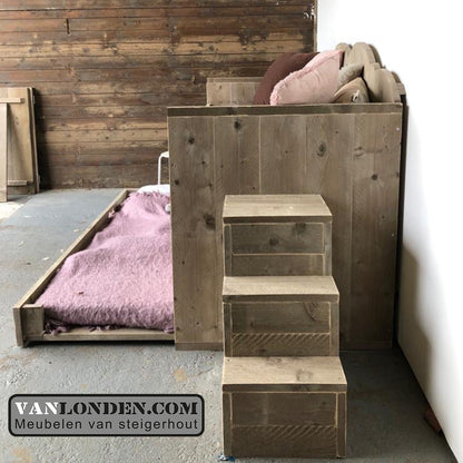 Steigerhouten kinderbed met logeerlade Leentje