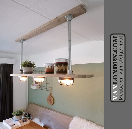 Steigerhouten hanglamp stellage Maike