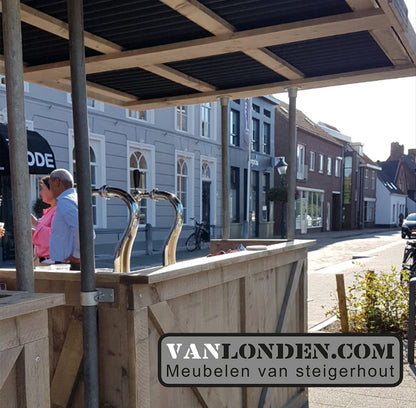 Steigerhouten ombouw flexibele bar met dak (optie)