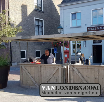 Steigerhouten ombouw flexibele bar met dak (optie)