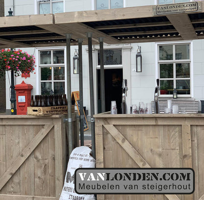 Steigerhouten ombouw flexibele bar met dak (optie)