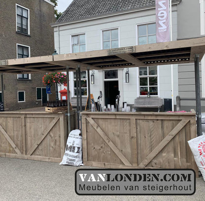 Steigerhouten ombouw flexibele bar met dak (optie)