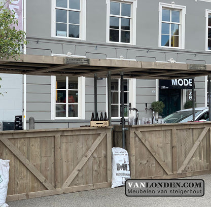 Steigerhouten ombouw flexibele bar met dak (optie)