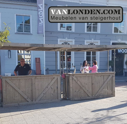 Steigerhouten ombouw flexibele bar met dak (optie)