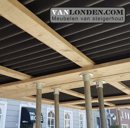 Steigerhouten ombouw flexibele bar met dak (optie)