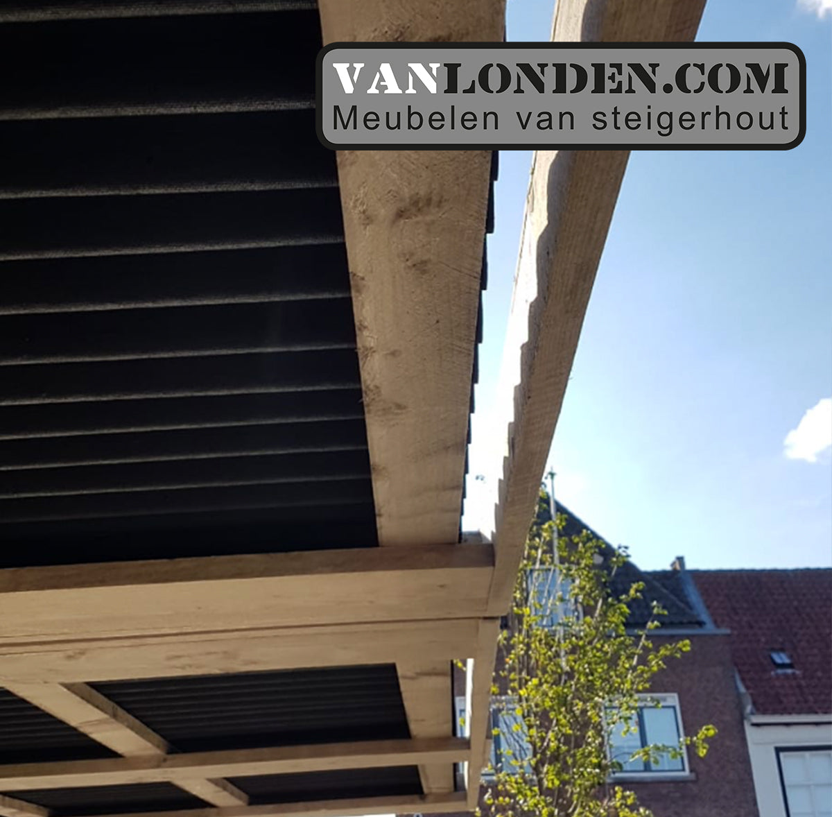 Steigerhouten ombouw flexibele bar met dak (optie)
