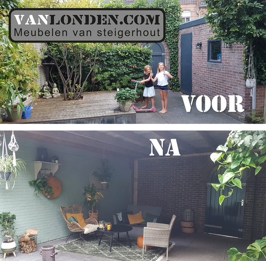 Steigerhouten overkapping tussen 2 muren