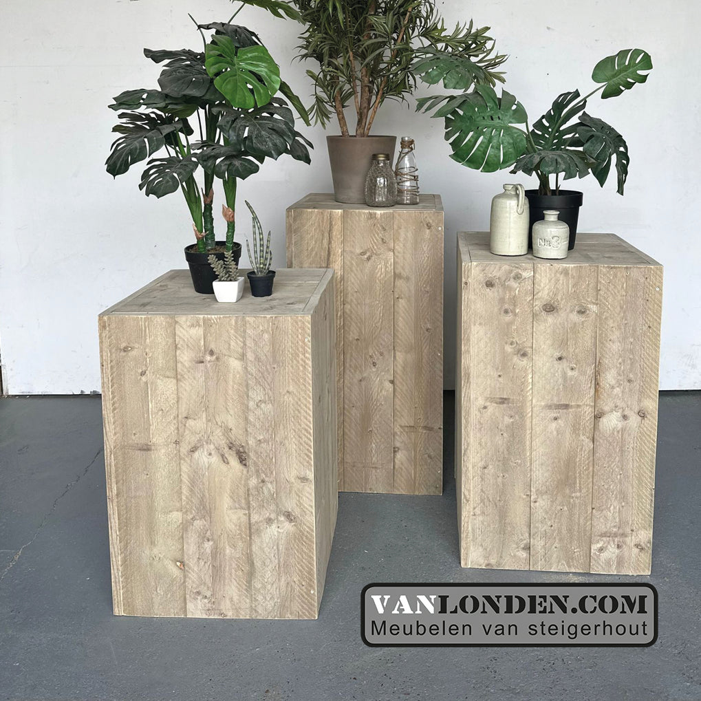 Steigerhouten plantensokkel Wim