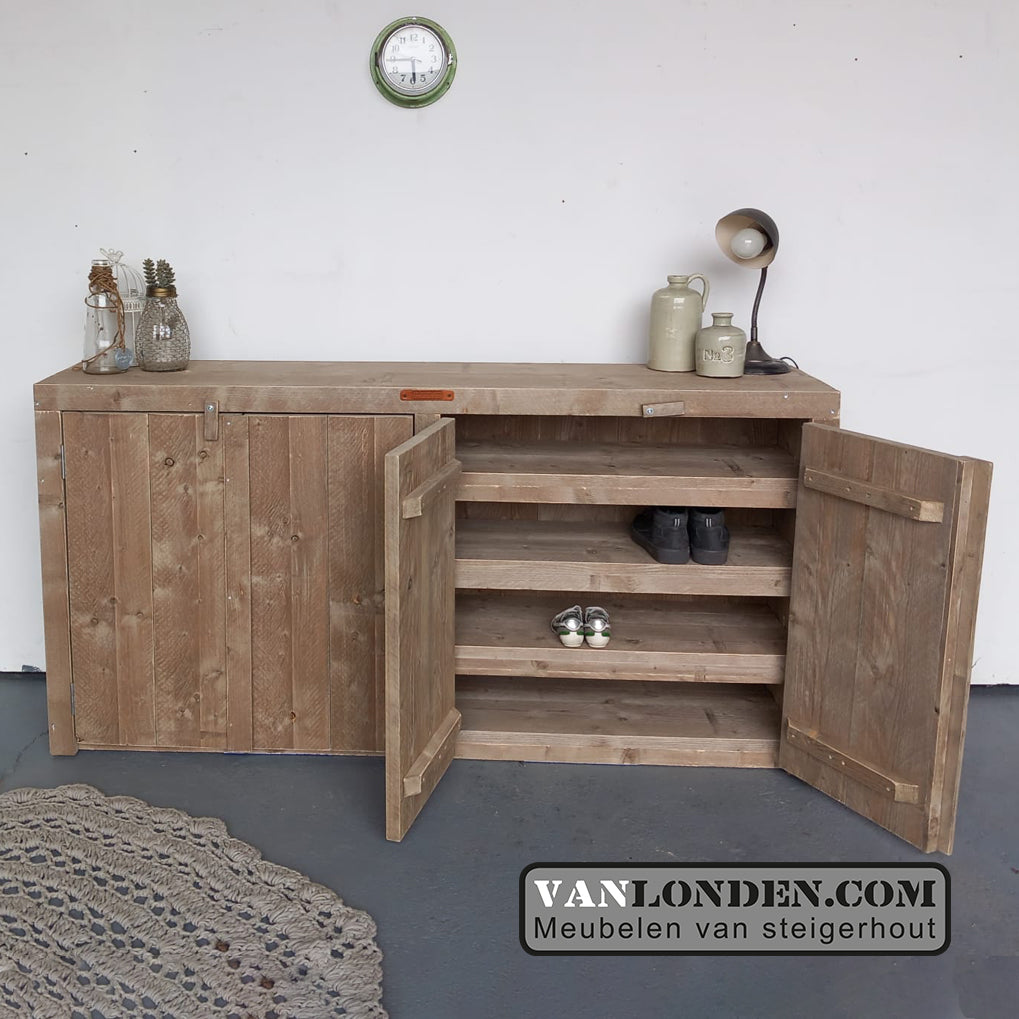 Steigerhouten schoenenkast Jorik