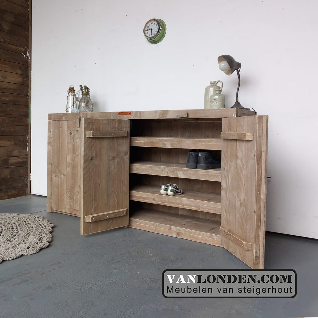 Steigerhouten schoenenkast Jorik