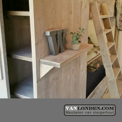 Steigerhouten stapelbed met kast Steven